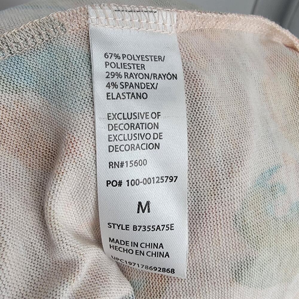 Democracy Top Womens Medium Floral Pink V Neck - Picture 9 of 11